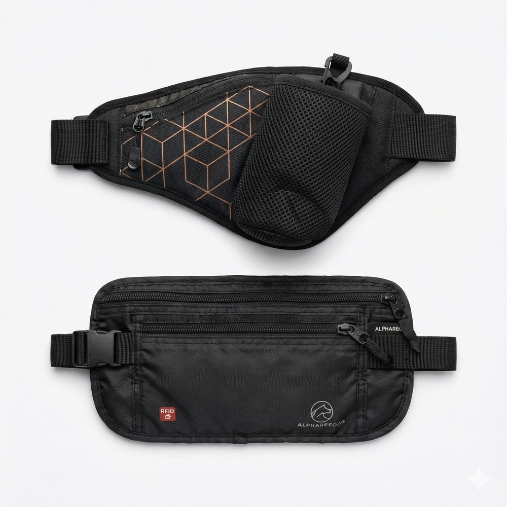 Black and Gold Men's Belt Bag